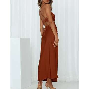 Fiemaoves Satin Silk Slip Dress for Weddings and Events