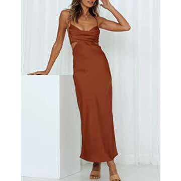 Fiemaoves Satin Silk Slip Dress for Weddings and Events