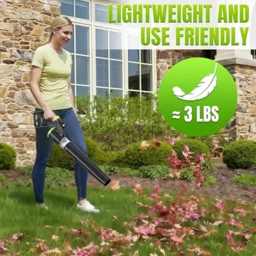 Cordless 180° Leaf Blower with 2 Batteries and Charger