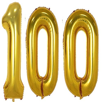 40inch Gold Foil 100 Helium Jumbo Digital Number Balloons, 100th Birthday Decoration for Women or Me...