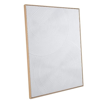 Zessonic Framed Abstract Wall Art for Living-room - Large White Geometric Line Spiral Abstract Hand-...