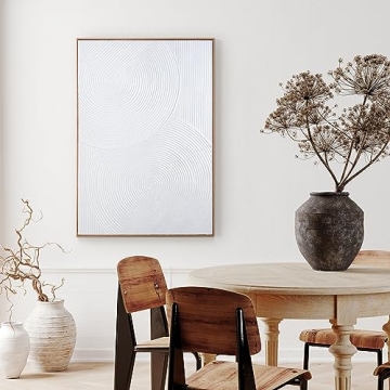 Zessonic White Boho Abstract Wall Art - 28 Inch Artwork