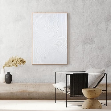 Zessonic White Boho Abstract Wall Art - 28 Inch Artwork