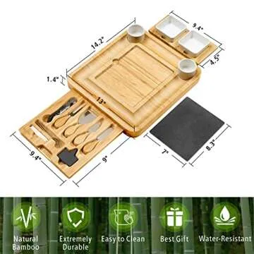 Secura Large Charcuterie Bamboo Cheese Board Set