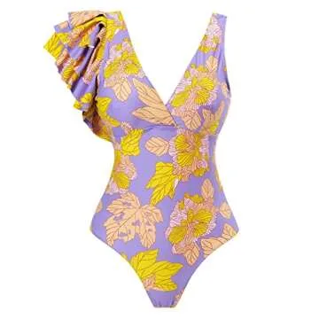 2 Piece Swimsuits for Women: Floral One Piece Swimwear with Beach Cover up Wrap Skirt Sexy Bikini Se...