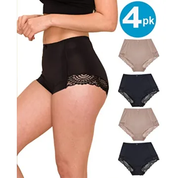 Barbra Lingerie Tummy Control Briefs for Women - 4 Pack