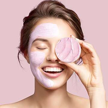 Strawberry Clay Mask, Exfoliating Strawberry Clay Facial Mask with Volcanic Mud & White Tea for Cleansing, Healing & Hydrating Strawberry Facial Mask Skin Care Mask for Radiant Skin Acne And Dull