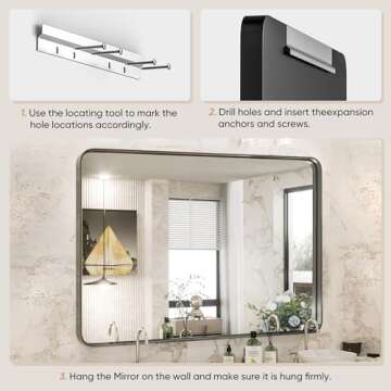 DUMOS Stylish Black Metal Framed Bathroom Mirror