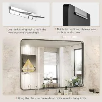 DUMOS Stylish Black Metal Framed Bathroom Mirror