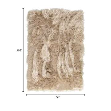 Super Area Rugs Ultra Soft & Fluffy Faux Sheepskin Rug, Light Brown 6 x 9 Feet Carpet for Bedroom Living Room