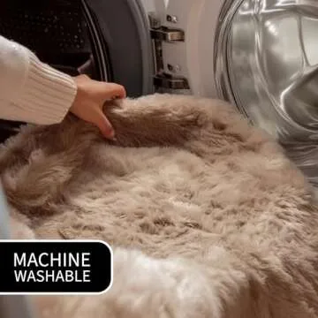 Super Area Rugs Ultra Soft & Fluffy Faux Sheepskin Rug, Light Brown 6 x 9 Feet Carpet for Bedroom Living Room