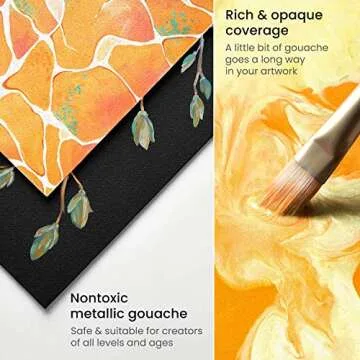 ARTEZA Metallic Gouache Paint Set - 12 Vibrant Colors