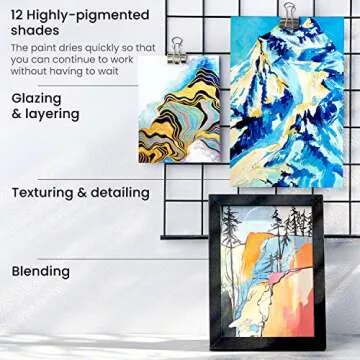 ARTEZA Metallic Gouache Paint Set - 12 Vibrant Colors