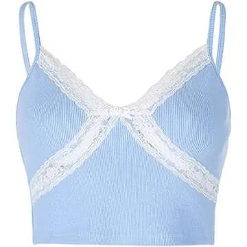 Stylish SAFRISIOR Lace Crop Top for Women - Blue