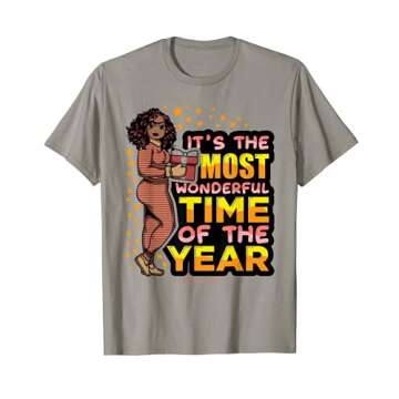 Wonderful Time Of Year Black Woman Christmas PJs Mrs. Claus T-Shirt