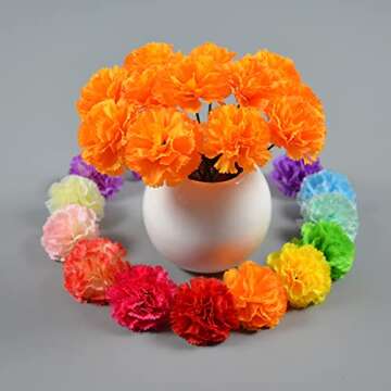 Hananona 50 Pcs Marigold Artificial Flowers for Decor