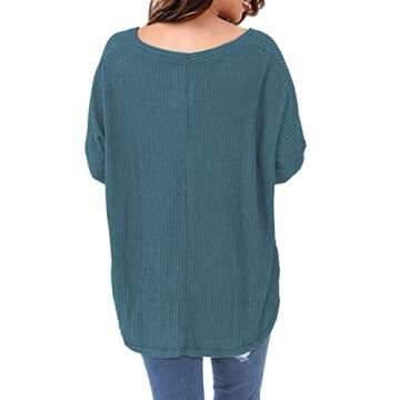 MIHOLL Womens Loose Blouse Long Sleeve V Neck Button Down T Shirts Tie Front Knot Casual Tops (Small...