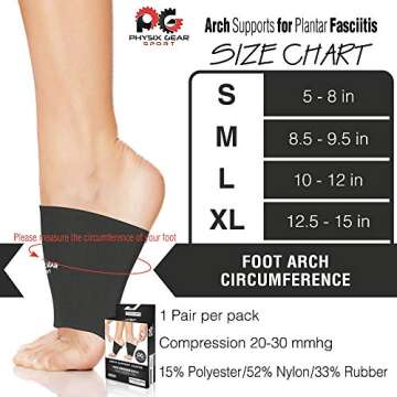 Physix Gear Arch Support Bands for Foot discomfort comfort - Arch comfort Compression Bands, Arch Su...