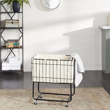 Deco 79 Black Metal Storage Cart with Wheels 24x16x26