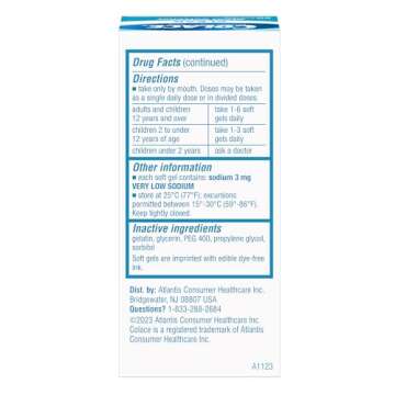 Colace Clear Stool Softener Soft Gel Capsules Constipation Relief 50mg Docusate Sodium Doctor Recommended 60ct