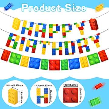 23 Pieces Building Block Birthday Party Backdrop Supplies Include Colorful Building Blocks Banners a...