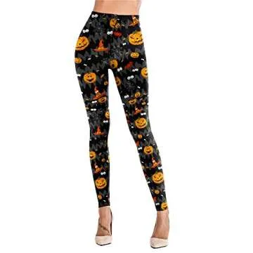 Pumpkin Print Halloween Leggings for Women - High Waist Casual Pants