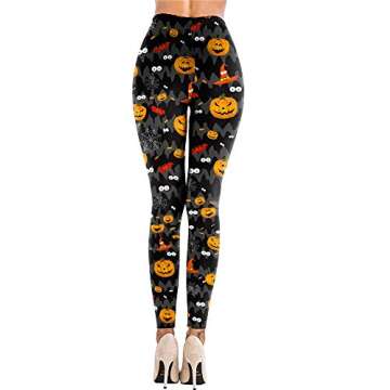 Pumpkin Print Halloween Leggings for Women - High Waist Casual Pants