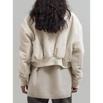 Fisoew Women's Oversized Wool Bomber Jacket Winter Coats