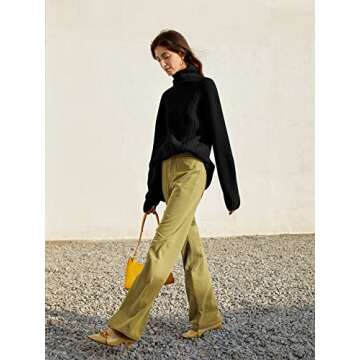 Womens Cozy Turtleneck Oversized Asymmetrical Sweater