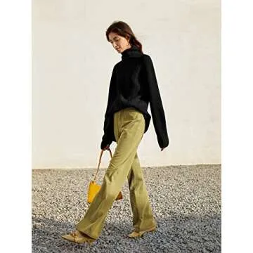 Womens Cozy Turtleneck Oversized Asymmetrical Sweater