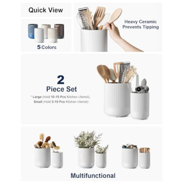 Ceramic Utensil Holder Set for Kitchen Countertop