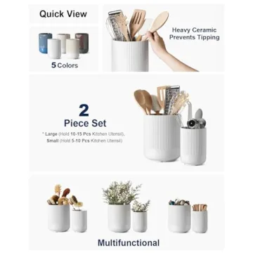 Ceramic Utensil Holder Set for Kitchen Countertop