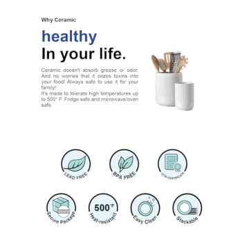 Ceramic Utensil Holder Set for Kitchen Countertop