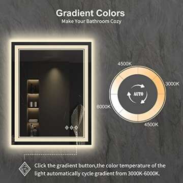 VanPokins LED Bathroom Mirror with Gradient Lighting