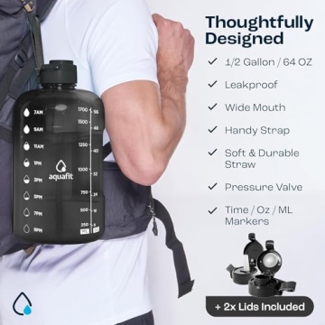 AQUAFIT 64 oz Water Bottle with Straw & Time Marker