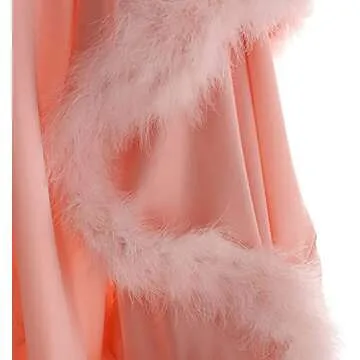 Daily Life Mall Long Lingerie for Women Ivory robe Bridal Robes with Fur Old Hollywood Robe Maternity Photoshoot Nightgown Silk dress robe Boudoir Puffy Feather Bathrobe