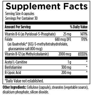 Designs for Health NeuroRenew - 5-MTHF with Vitamin B6 (p-5p), Methyl B12, Acetyl L-Carnitine, B1 (Benfotiamine) + More - Supports Healthy Nerve Function - Non-GMO Supplement (120 Capsules)