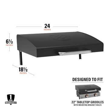 Blackstone 5011 22” Tabletop Griddle Hood, Powder Coated Steel, Black