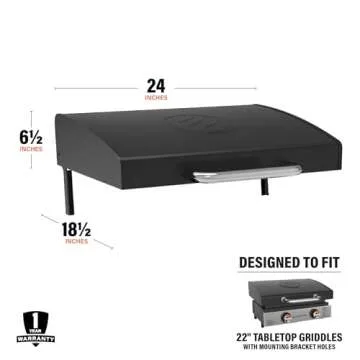 Blackstone 5011 22” Tabletop Griddle Hood, Powder Coated Steel, Black