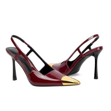 Stylish Vertundy Burgundy Slingback Heels for Women
