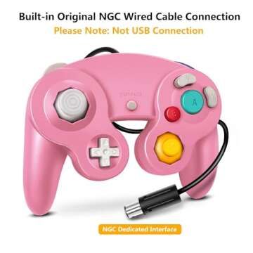 FIOTOK Gamecube Controller Pink - Classic Wired Gaming