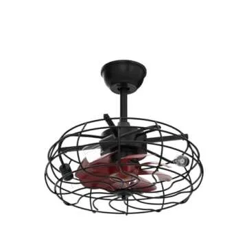 Mpayel Farmhouse Ceiling Fan with Light and Remote Control, Caged Ceiling Fan with 4 Led Bulbs, Enclosed Ceiling Fan with LED Light for Porch,Patios,Kitchen,Bedroom Indoor and Outdoor…