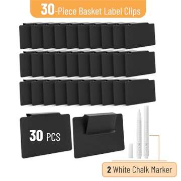 Mr. Pen- Basket Labels Clip On Set, 32 pcs, 30 Removable Bin Labels Clip On with 2 Chalk Markers, Storage Bin Labels for Storage Bins, Clip On Labels for Storage Bins, Basket Tags, Bin Clips