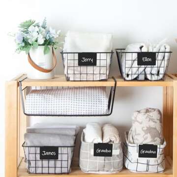 Mr. Pen- Basket Labels Clip On Set, 32 pcs, 30 Removable Bin Labels Clip On with 2 Chalk Markers, Storage Bin Labels for Storage Bins, Clip On Labels for Storage Bins, Basket Tags, Bin Clips