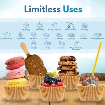 Muffin Liners for Baking - 50pcs Brown EXTRA LARGE SIZE Cupcake Liners Baking Supplies, Thick Jumbo Unbleached Parchment Paper Sheets Cute Cups, Greaseproof Pan Liner Wrappers Kitchen Accessories