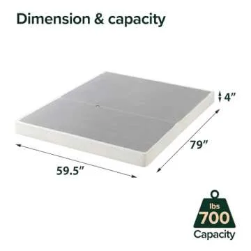 ZINUS 4 Inch Box Spring with Cover, No Assembly Mattress Foundation, Sturdy Metal Structure, Queen, White