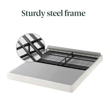 ZINUS 4 Inch Box Spring with Cover, No Assembly Mattress Foundation, Sturdy Metal Structure, Queen, White