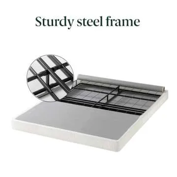 ZINUS 4 Inch Box Spring with Cover, No Assembly Mattress Foundation, Sturdy Metal Structure, Queen, White