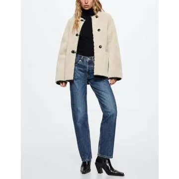 Bianstore Women’s Sherpa Fleece Jackets Casual Long Sleeve Buttons Faux Fur Coat Winter Outwear(Beige-M)