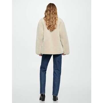 Bianstore Women’s Sherpa Fleece Jackets Casual Long Sleeve Buttons Faux Fur Coat Winter Outwear(Beige-M)